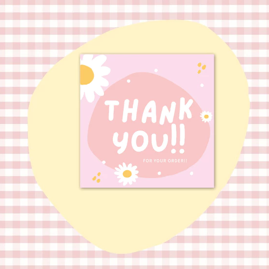 50pcs/pack | Cute Square Thank You Cards Packaging Decorative Gift Cards "Thank You For Your Order"
