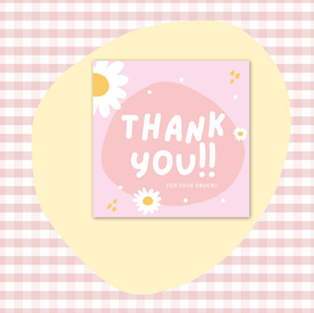50pcs/pack | Cute Square Thank You Cards Packaging Decorative Gift Cards "Thank You For Your Order"
