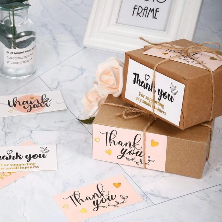 50pcs/pack of 5*9cm White thank you for supporting my small business thank you card