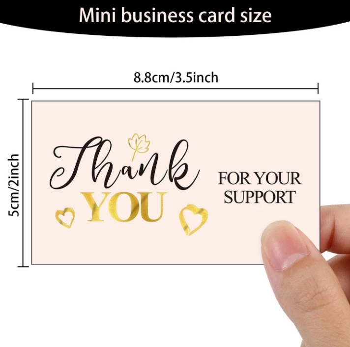 50pcs/pack of 5*9cm White thank you for supporting my small business thank you card