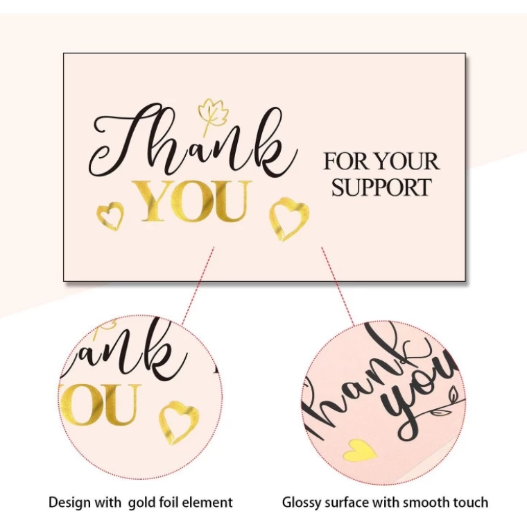 50pcs/pack of 5*9cm White thank you for supporting my small business thank you card