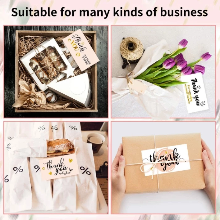 50pcs/pack of 5*9cm White thank you for supporting my small business thank you card