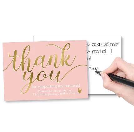 50pcs/pack of 5*9cm White thank you for supporting my small business thank you card