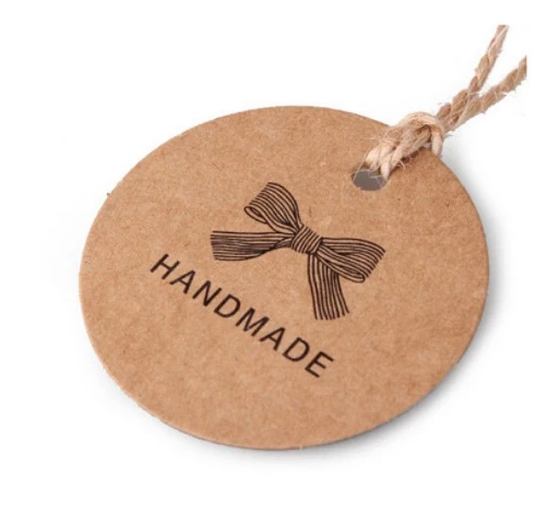(100pcs) Tag Thank you Kraft paper tag Thank you handmade Handmade Kraft paper round tag