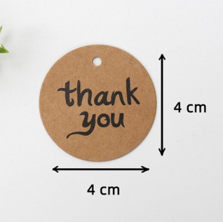 (100pcs) Tag Thank you Kraft paper tag Thank you handmade Handmade Kraft paper round tag