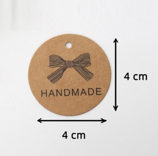(100pcs) Tag Thank you Kraft paper tag Thank you handmade Handmade Kraft paper round tag