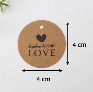 (100pcs) Tag Thank you Kraft paper tag Thank you handmade Handmade Kraft paper round tag