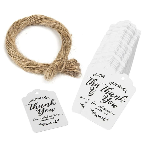 100pcs Kraft Thankyou tag w/ 20m Rope label handmade gift Packaging tag