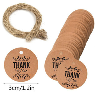 100pcs Kraft Thankyou tag w/ 20m Rope label handmade gift Packaging tag