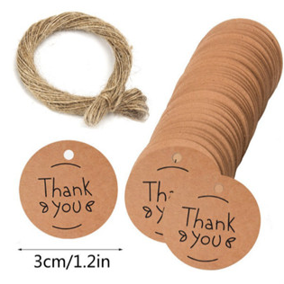 100pcs Kraft Thankyou tag w/ 20m Rope label handmade gift Packaging tag