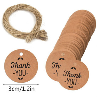 100pcs Kraft Thankyou tag w/ 20m Rope label handmade gift Packaging tag