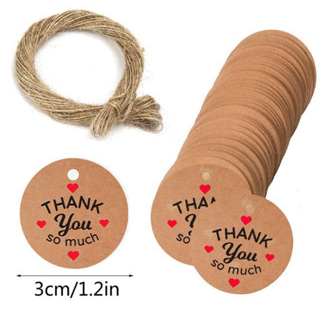 100pcs Kraft Thankyou tag w/ 20m Rope label handmade gift Packaging tag