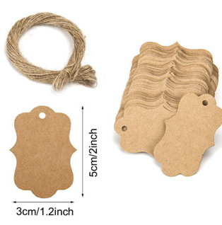 100pcs Kraft Thankyou tag w/ 20m Rope label handmade gift Packaging tag