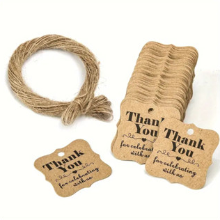 100pcs Kraft Thankyou tag w/ 20m Rope label handmade gift Packaging tag