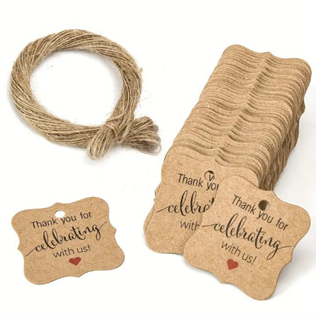 100pcs Kraft Thankyou tag w/ 20m Rope label handmade gift Packaging tag