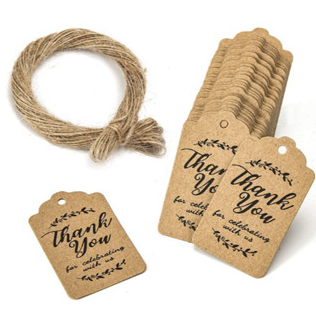 100pcs Kraft Thankyou tag w/ 20m Rope label handmade gift Packaging tag