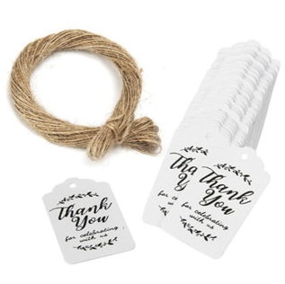 100pcs Kraft Thankyou tag w/ 20m Rope label handmade gift Packaging tag