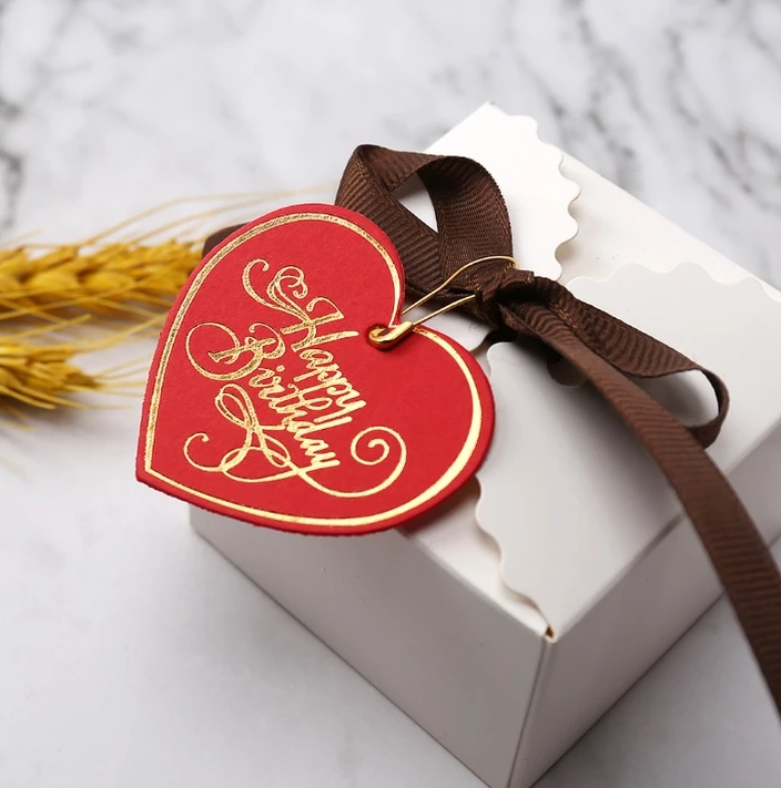 100pcs | Gold Stamping Paper Gift Tags Black, White, Red Hang Label Decor Wedding Gift Tag