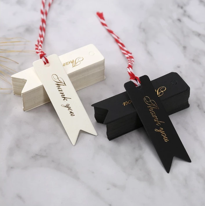 100pcs | Gold Stamping Paper Gift Tags Black, White, Red Hang Label Decor Wedding Gift Tag