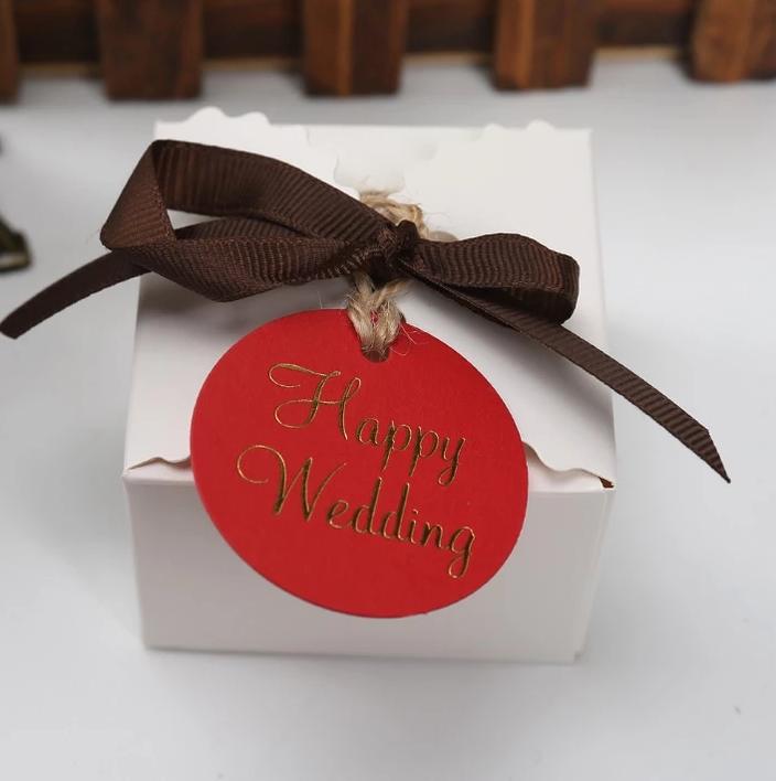 100pcs | Gold Stamping Paper Gift Tags Black, White, Red Hang Label Decor Wedding Gift Tag