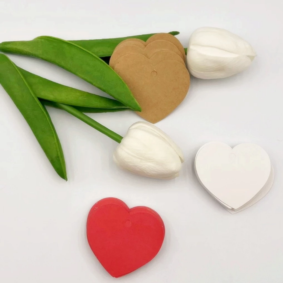 100pcs Blank Heart shape tag w/Rope label handmade gift Kraft Paper Packaging tag