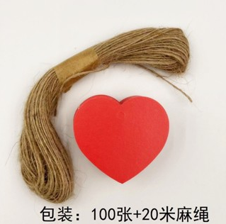 100pcs Blank Heart shape tag w/Rope label handmade gift Kraft Paper Packaging tag