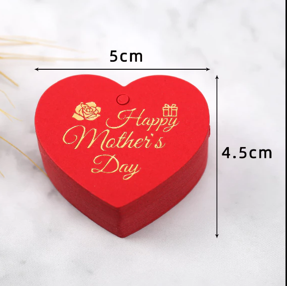 HAPPY MOTHERS DAY Gold Stamp tag kraft paper heart-shaped card Hang Label Decor Gift Tag