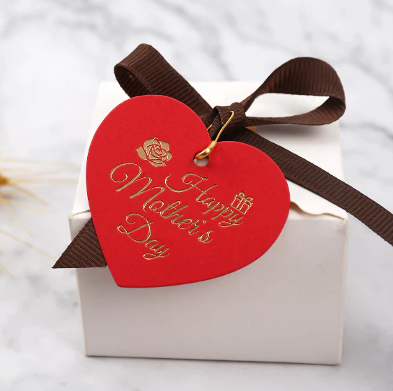 HAPPY MOTHERS DAY Gold Stamp tag kraft paper heart-shaped card Hang Label Decor Gift Tag