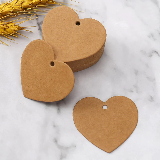 HEART tag kraft paper blank heart-shaped card Hang Label Decor Wedding Gift Tag