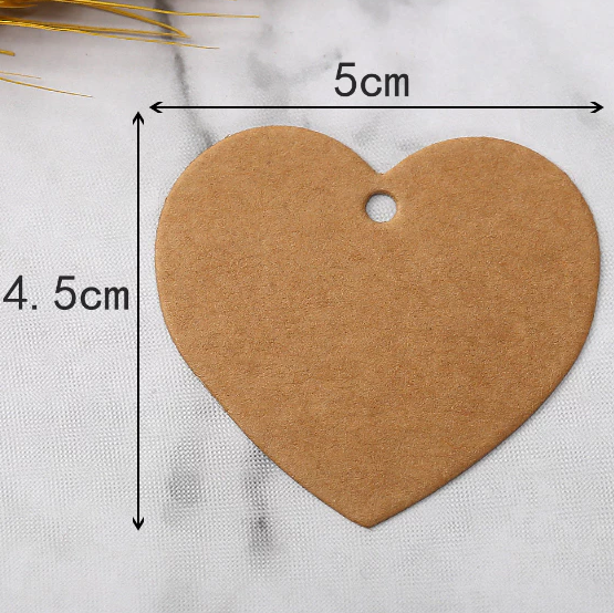 HEART tag kraft paper blank heart-shaped card Hang Label Decor Wedding Gift Tag