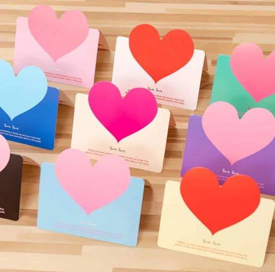 Heart Greeting Cards Valentine's Day Love Wish Message Card Wedding Mother's Day Events etc
