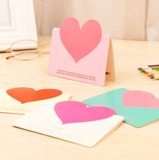 Heart Greeting Cards Valentine's Day Love Wish Message Card Wedding Mother's Day Events etc