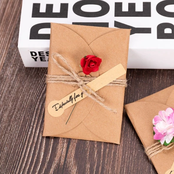 1PC Kraft Paper Dried Flower Creative DIY Blessing Greeting Card Hand Gift Business Card