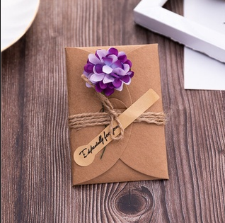 1PC Kraft Paper Dried Flower Creative DIY Blessing Greeting Card Hand Gift Business Card