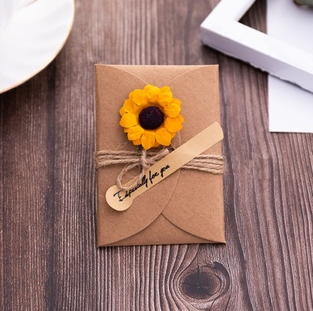 1PC Kraft Paper Dried Flower Creative DIY Blessing Greeting Card Hand Gift Business Card
