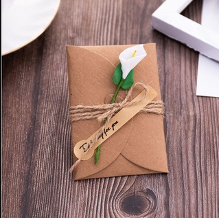 1PC Kraft Paper Dried Flower Creative DIY Blessing Greeting Card Hand Gift Business Card