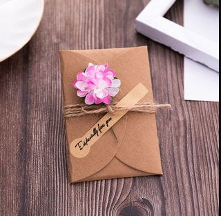 1PC Kraft Paper Dried Flower Creative DIY Blessing Greeting Card Hand Gift Business Card