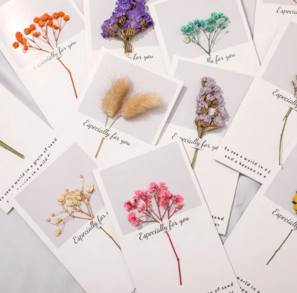 Dried Flower Blessing Card for Christmas New Year Gift Birthday Business Thank-you Greeting Cards
