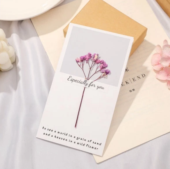 Dried Flower Blessing Card for Christmas New Year Gift Birthday Business Thank-you Greeting Cards