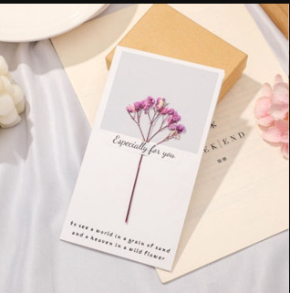 Dried Flower Blessing Card for Christmas New Year Gift Birthday Business Thank-you Greeting Cards