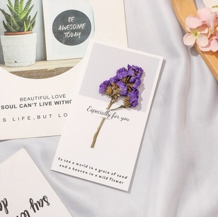 Dried Flower Blessing Card for Christmas New Year Gift Birthday Business Thank-you Greeting Cards