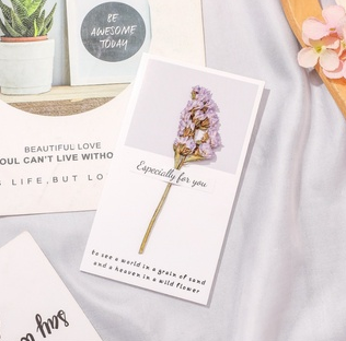 Dried Flower Blessing Card for Christmas New Year Gift Birthday Business Thank-you Greeting Cards