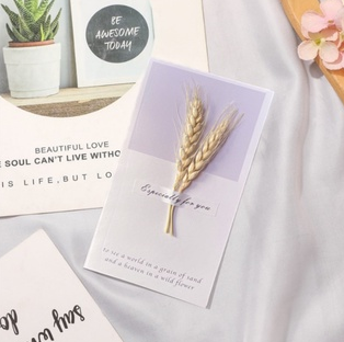 Dried Flower Blessing Card for Christmas New Year Gift Birthday Business Thank-you Greeting Cards