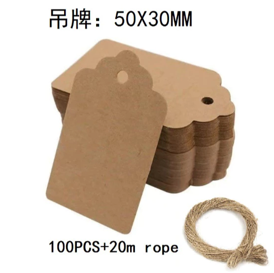 100pcs Kraft paper Plain small tag message bookmark gift thank you card jewelry hangingtag