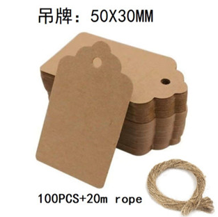 100pcs Kraft paper Plain small tag message bookmark gift thank you card jewelry hangingtag