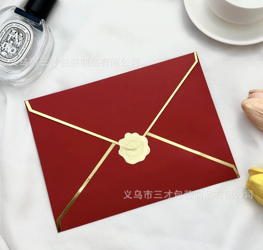 10pcs Cross-border Envelope + 12pcsWax Seal Stickers for Wedding Invitations/Greeting Card