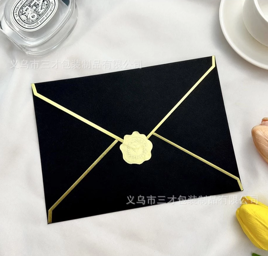 10pcs Cross-border Envelope + 12pcsWax Seal Stickers for Wedding Invitations/Greeting Card
