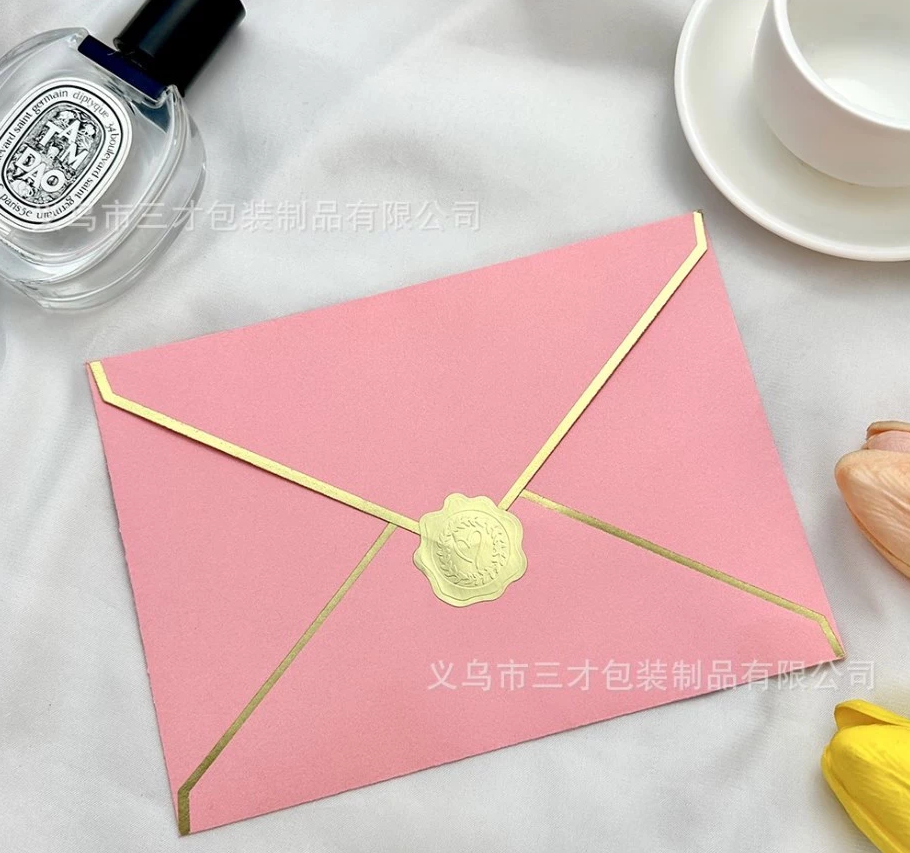 10pcs Cross-border Envelope + 12pcsWax Seal Stickers for Wedding Invitations/Greeting Card