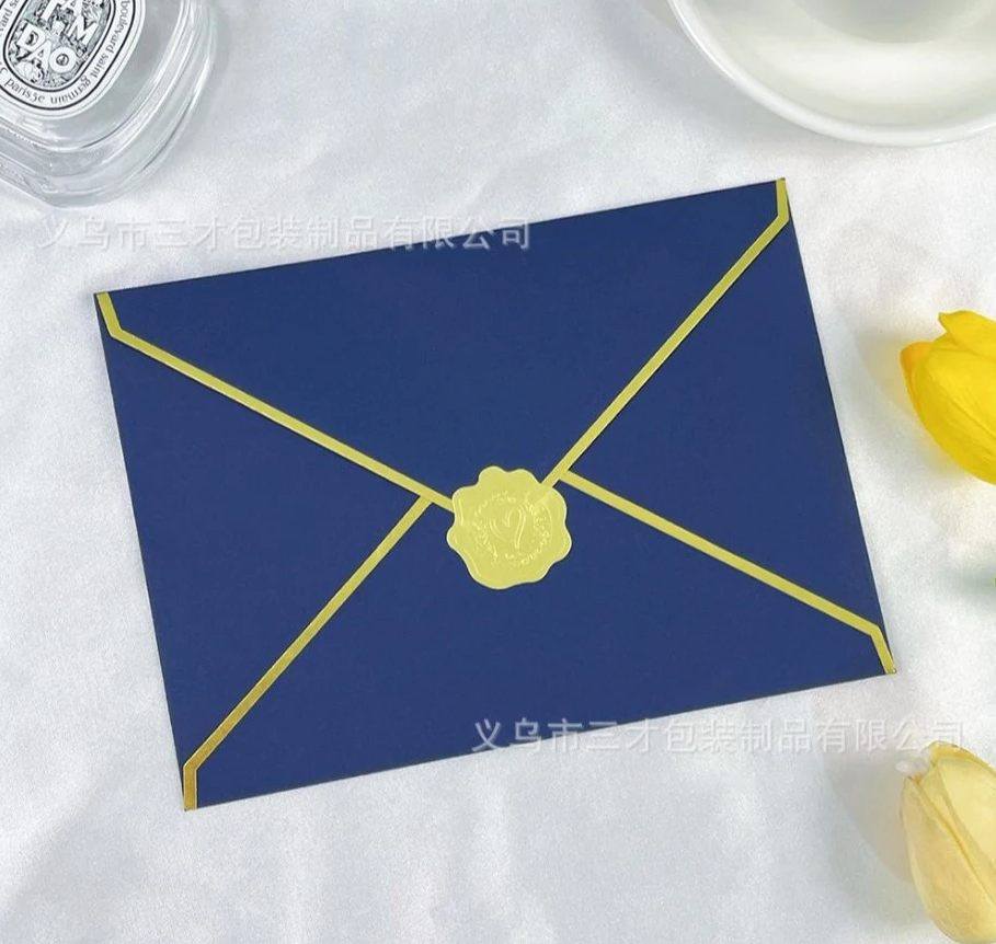 10pcs Cross-border Envelope + 12pcsWax Seal Stickers for Wedding Invitations/Greeting Card