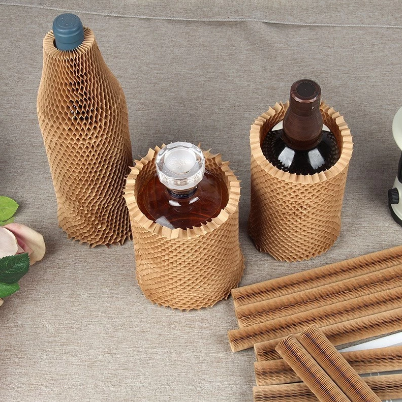 5pcs 3D Honeycomb Paper Protective Sleeve for Bottles - Red Wine, Hollow Shock-Absorbing Grid Design